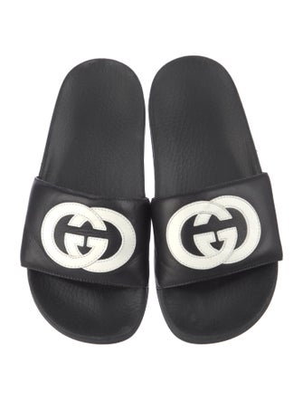 Gucci Interlocking G Logo Leather Slides