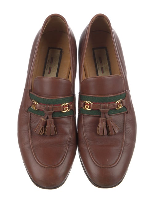 Gucci Web Accent Leather Loafers