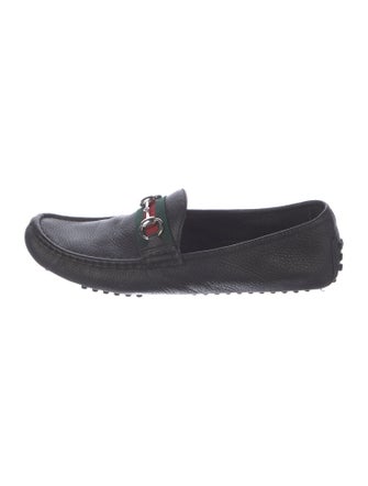Gucci Web Accent Leather Loafers
