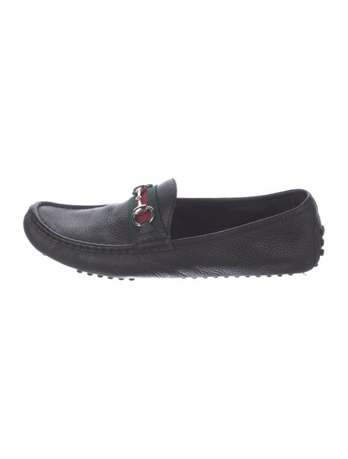 Gucci Web Accent Leather Loafers