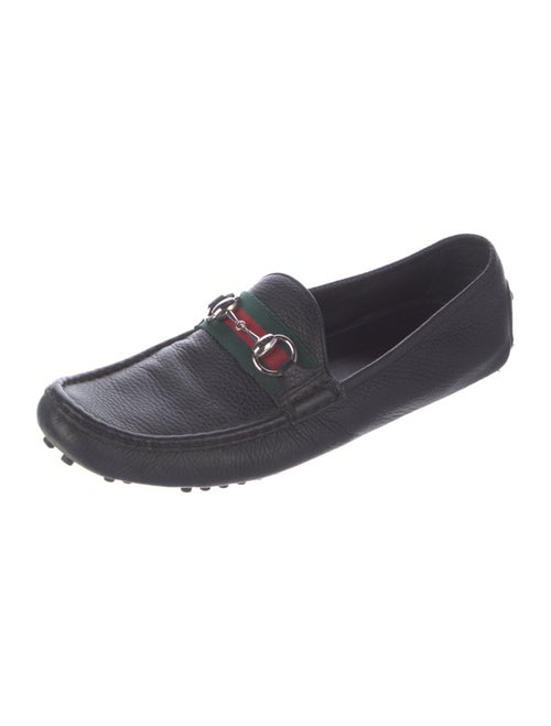 Gucci Web Accent Leather Loafers