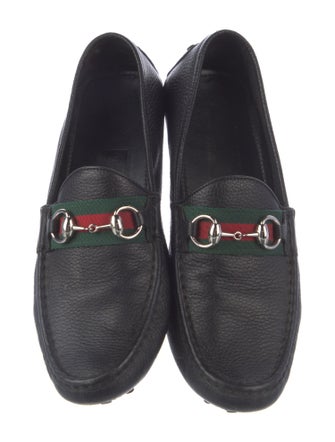 Gucci Web Accent Leather Loafers
