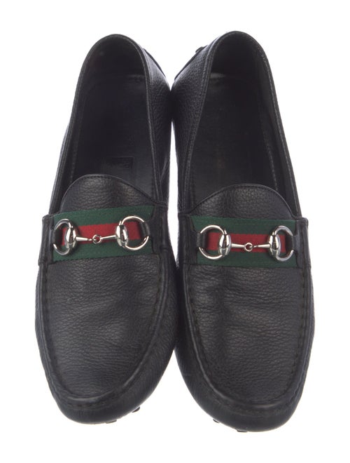 Gucci Web Accent Leather Loafers