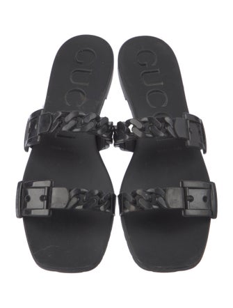 Gucci Chain-Link Accent Rubber Slides