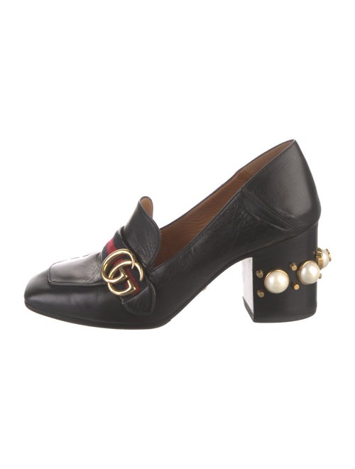 Gucci Faux Pearl Accents Leather Pumps