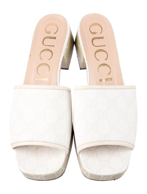 Gucci GG Supreme Leather Trim Embellishment Slides
