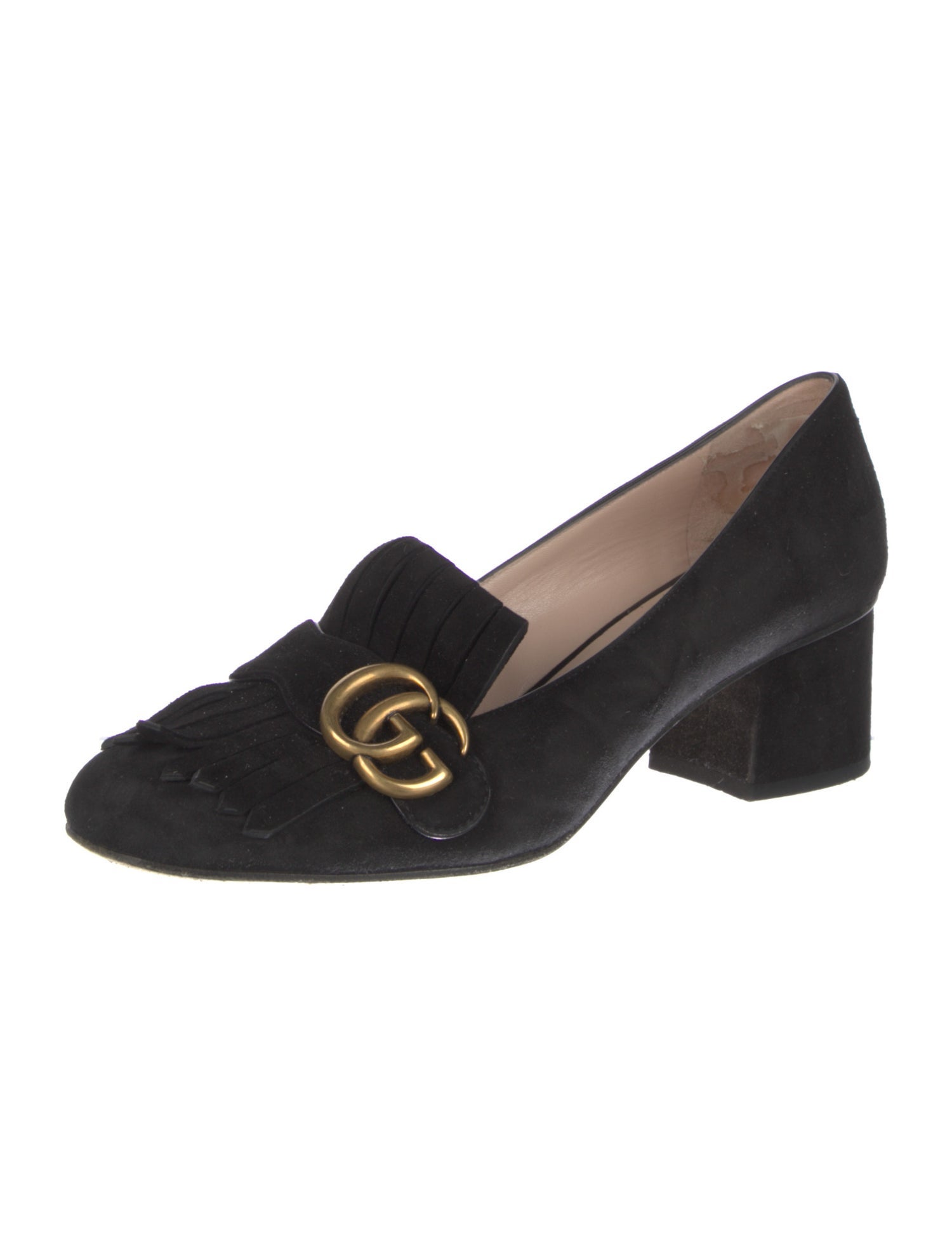 Gucci Double G Logo Suede Pumps
