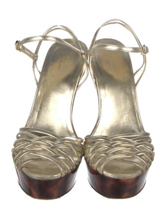 Gucci Double G Logo Leather Sandals