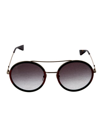 Gucci Web Accent Round Sunglasses
