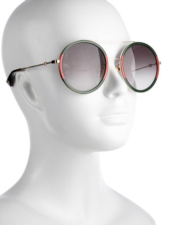 Gucci Web Accent Round Sunglasses
