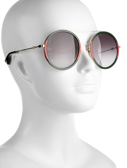 Gucci Web Accent Round Sunglasses