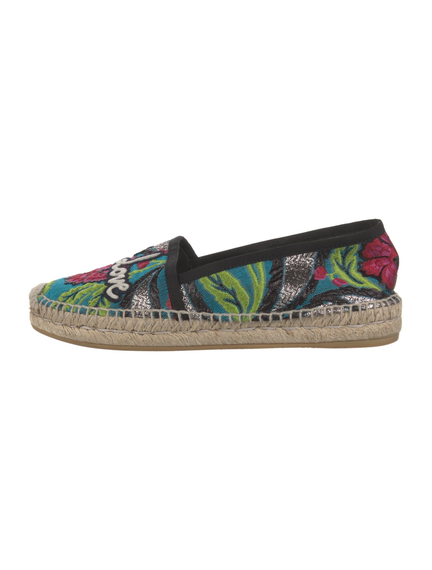 Gucci Floral Print Embroidered Accent Espadrilles