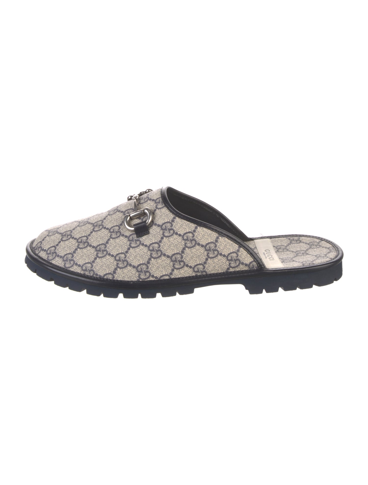 Gucci GG Supreme Leather Trim Embellishment Slides