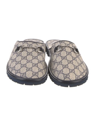 Gucci GG Supreme Leather Trim Embellishment Slides