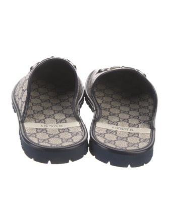 Gucci GG Supreme Leather Trim Embellishment Slides