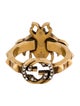 Gucci Faux Pearl & Crystal Double G Bee Ring