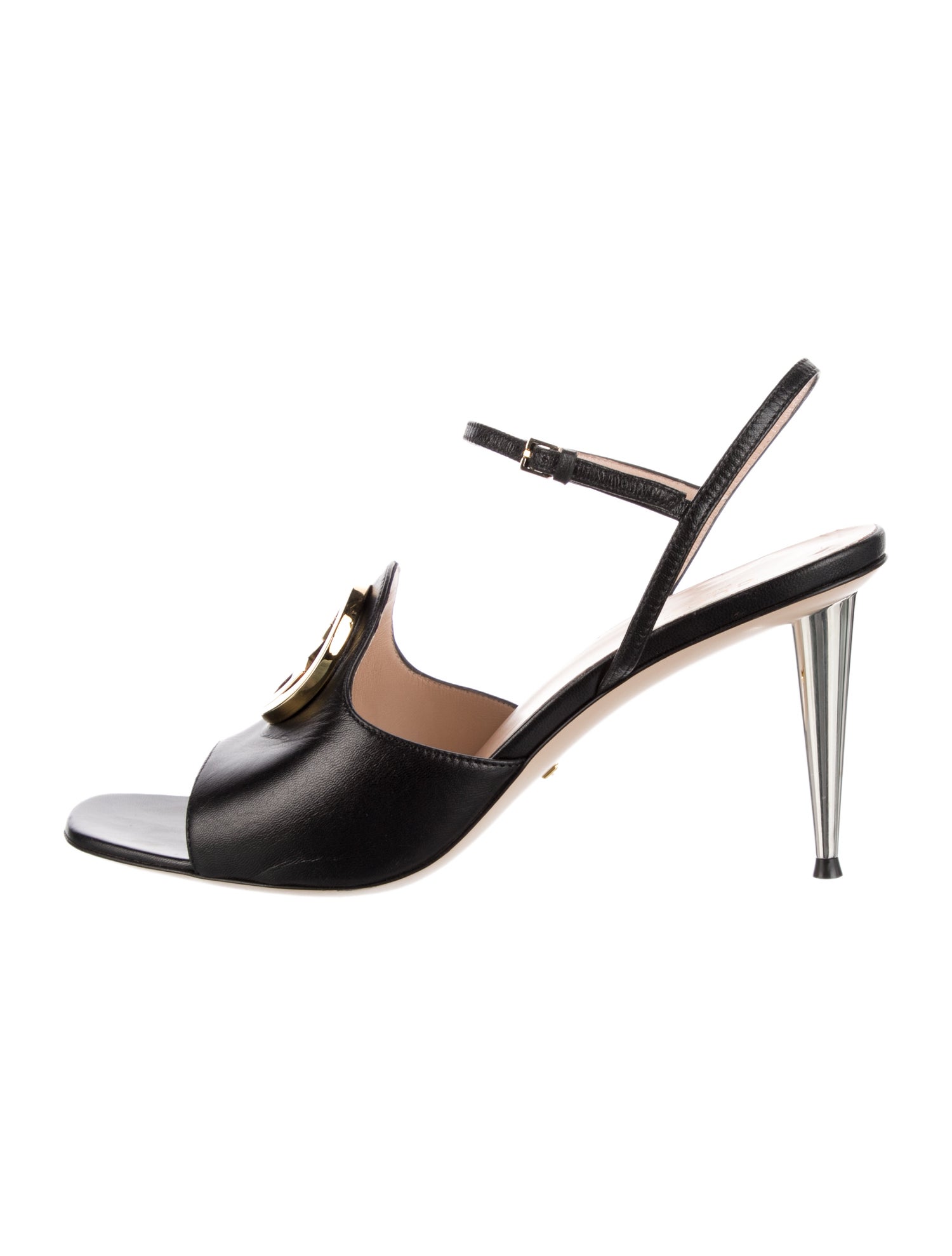 Gucci Interlocking G Logo Leather Slingback Sandals