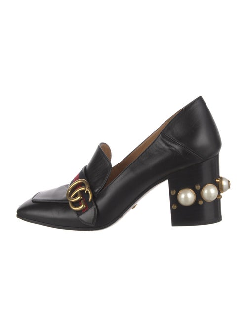 Gucci Faux Pearl Accents Leather Pumps