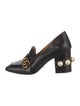 Gucci Faux Pearl Accents Leather Pumps
