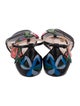 Gucci Leather Embroidered Accent T-Strap Sandals