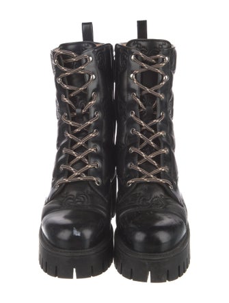 Gucci GG Logo Leather Combat Boots