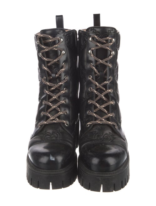Gucci GG Logo Leather Combat Boots