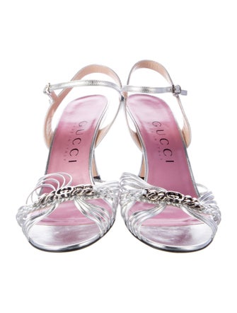Gucci Interlocking G Logo Leather Slingback Sandals