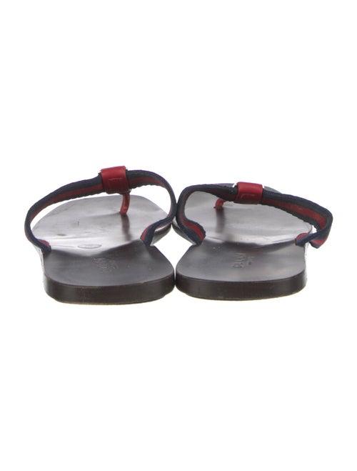 Gucci Web Accent Leather Flip Flops