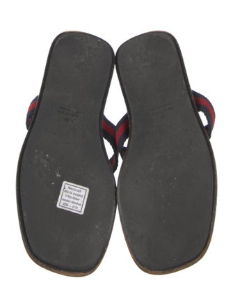 Gucci Web Accent Leather Flip Flops