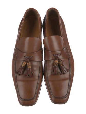 Gucci Bamboo Accent Leather Dress Loafers