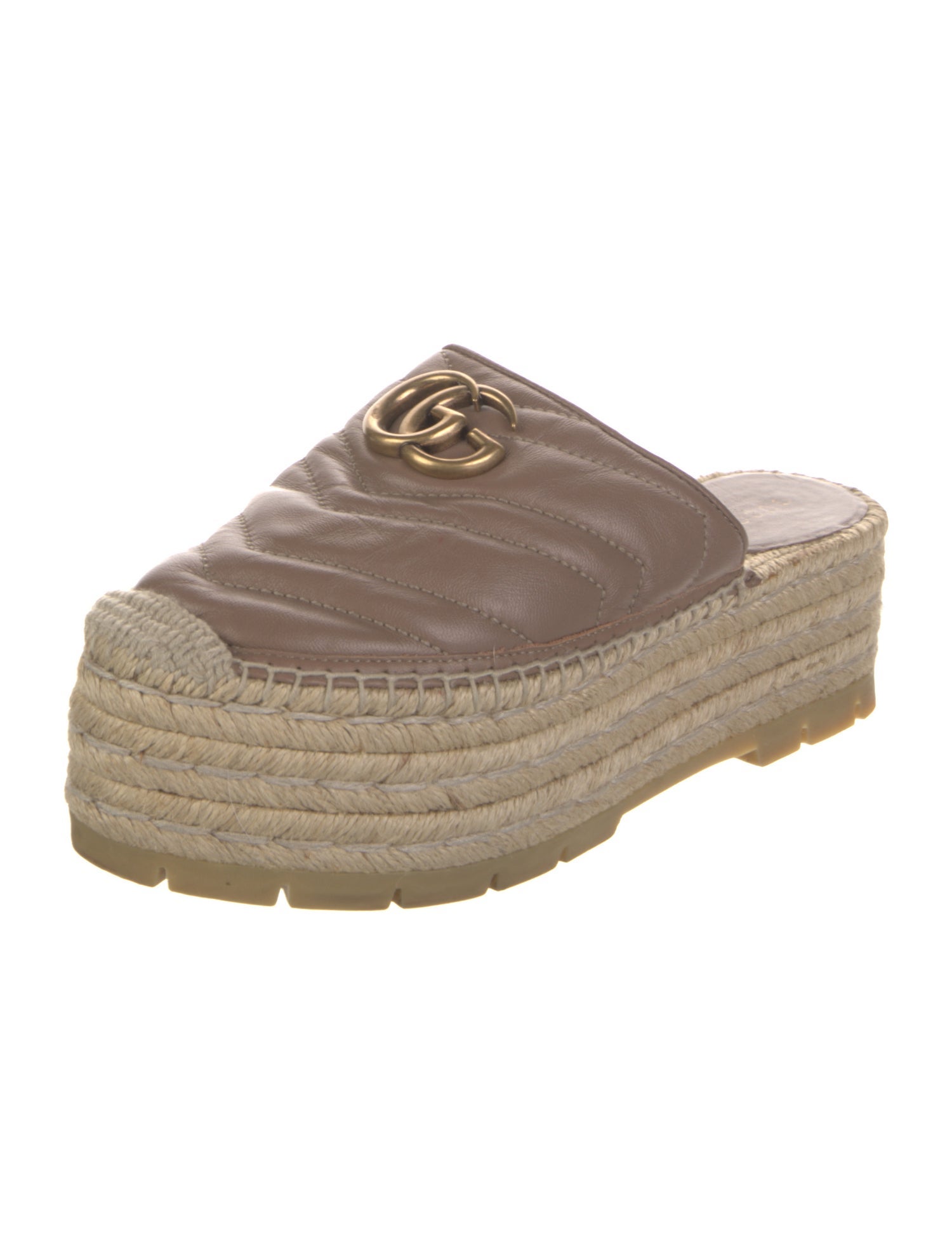 Gucci Double G Logo Leather Espadrilles