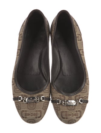 Gucci Horsebit Accent Canvas Ballet Flats