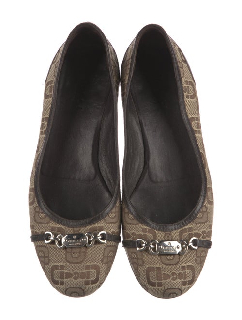 Gucci Horsebit Accent Canvas Ballet Flats