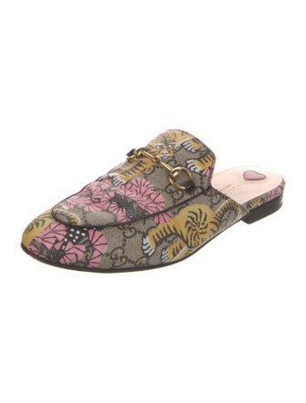 Gucci Horsebit Accent Floral Print Mules
