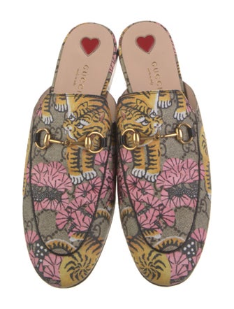 Gucci Horsebit Accent Floral Print Mules
