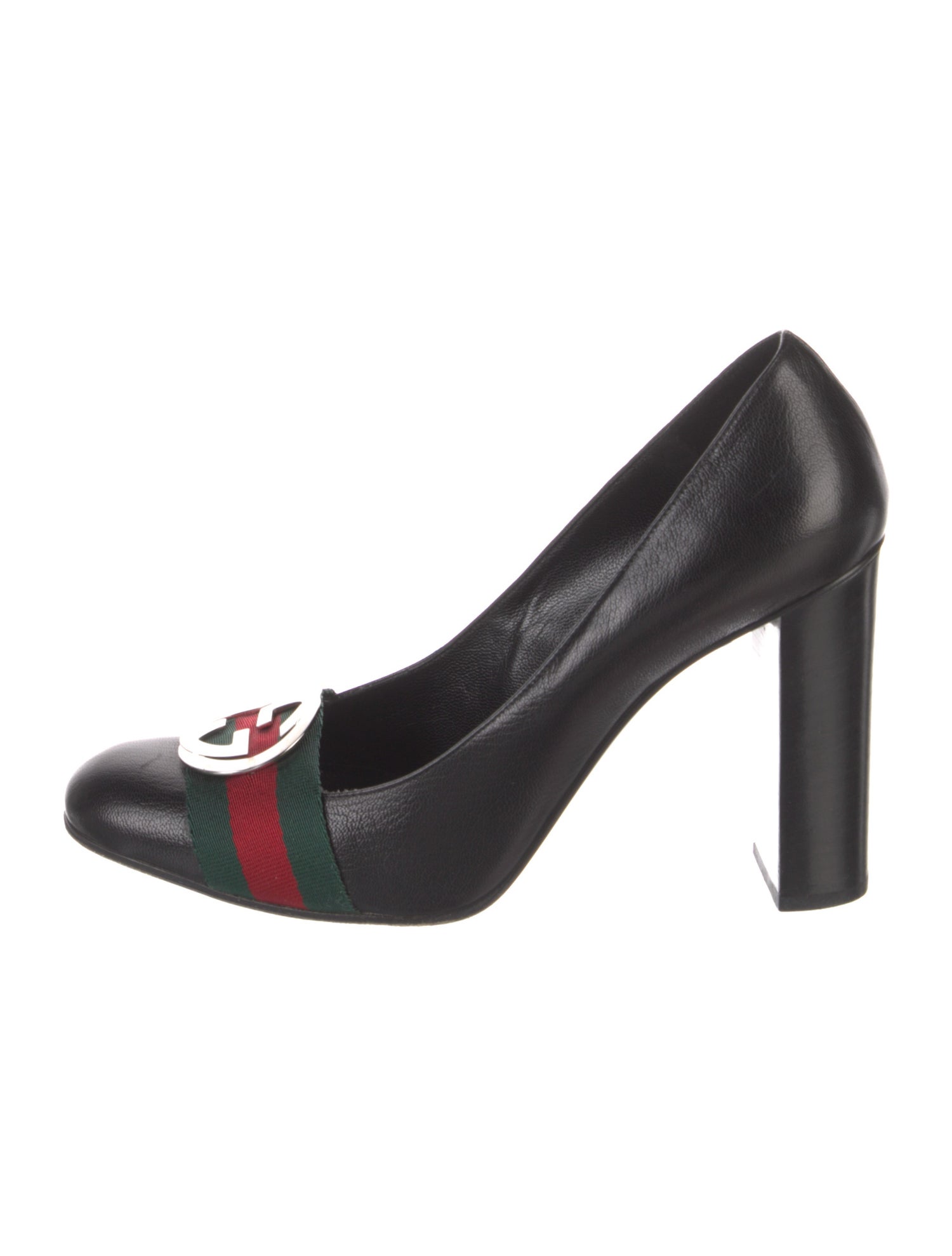 Gucci Web Accent Leather Pumps