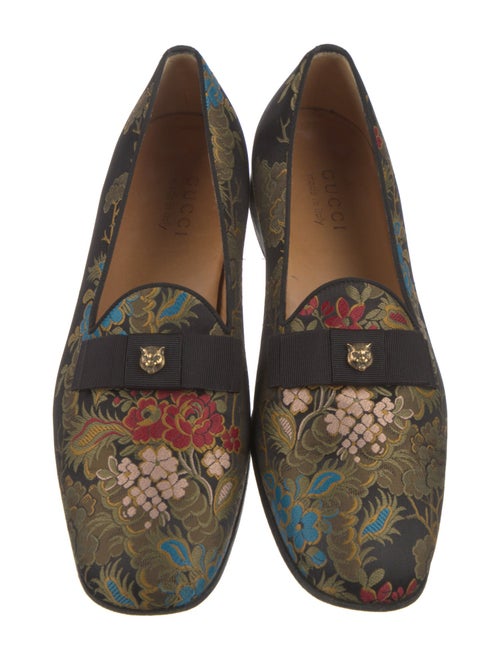 Gucci Floral Print Bow Accents Loafers