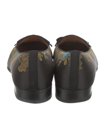 Gucci Floral Print Bow Accents Loafers
