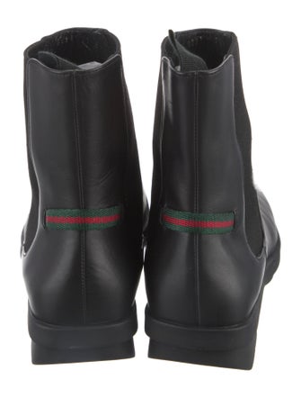 Gucci Web Accent Leather Chelsea Boots