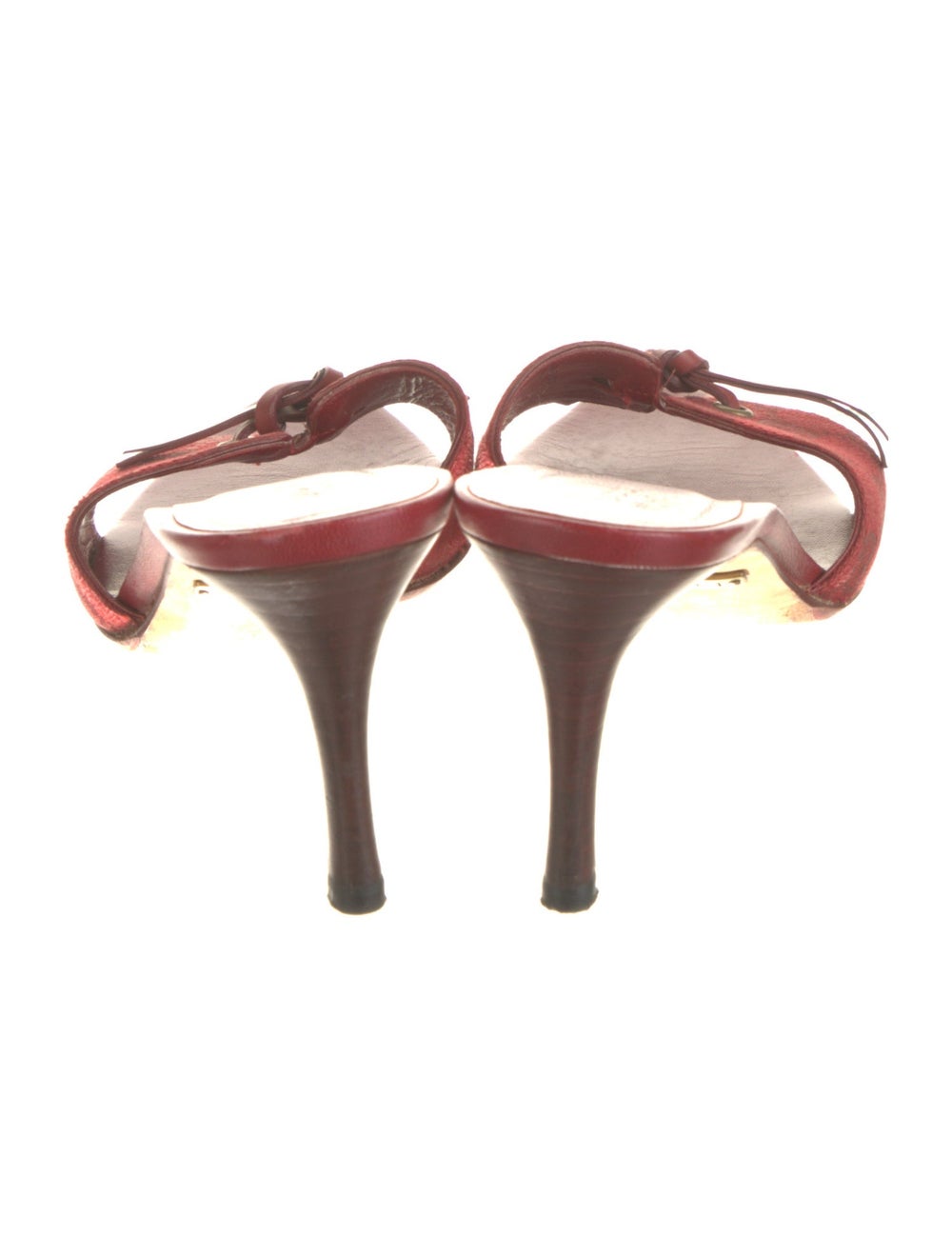 Gucci Canvas Slides Red GG Canvas Leather Trim Em… - image 4