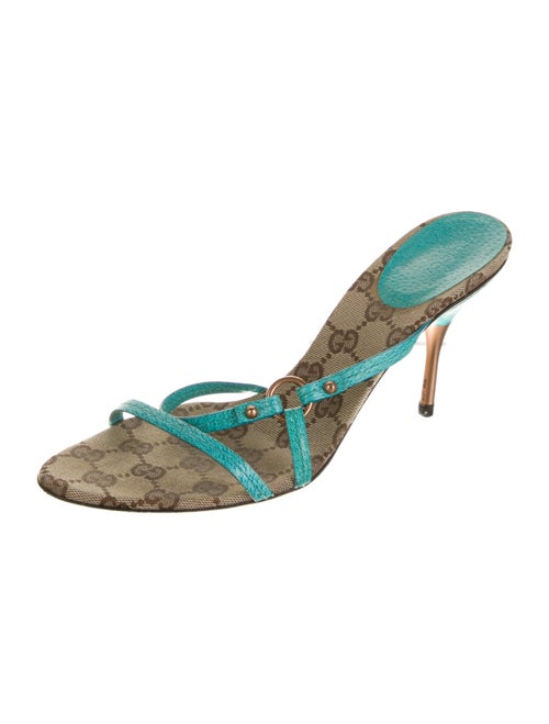 Gucci GG Canvas Leather Slides