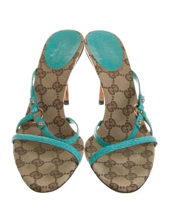 Gucci GG Canvas Leather Slides