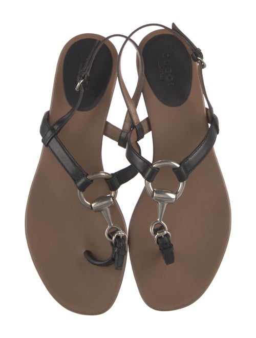 Gucci Interlocking G Logo Leather T-Strap Sandals