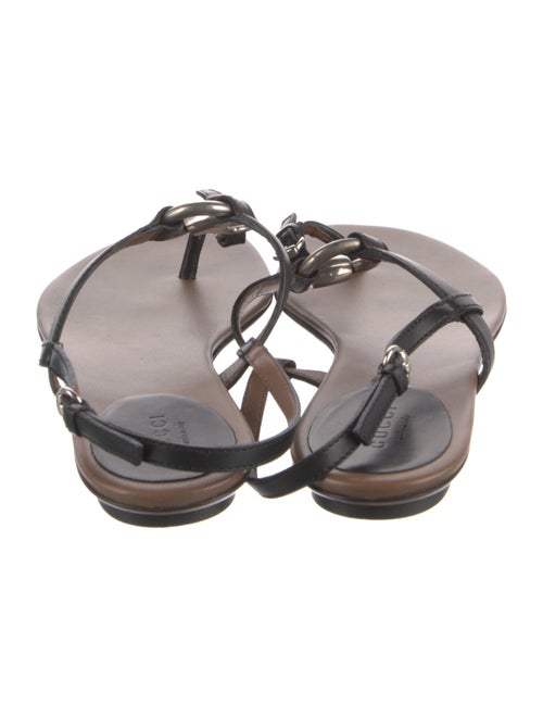 Gucci Interlocking G Logo Leather T-Strap Sandals