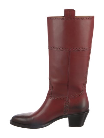 Gucci Leather Lasercut Accents Riding Boots