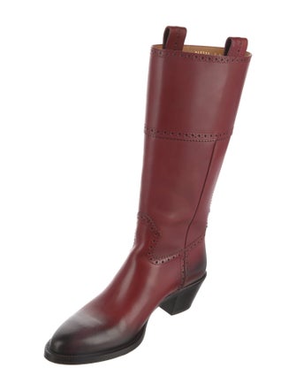 Gucci Leather Lasercut Accents Riding Boots