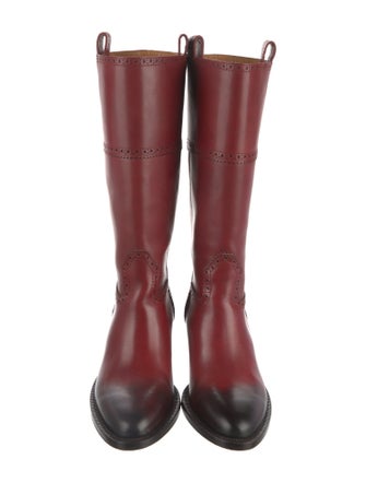 Gucci Leather Lasercut Accents Riding Boots