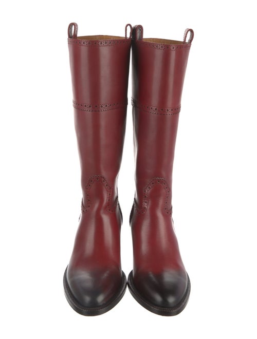 Gucci Leather Lasercut Accents Riding Boots