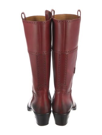 Gucci Leather Lasercut Accents Riding Boots