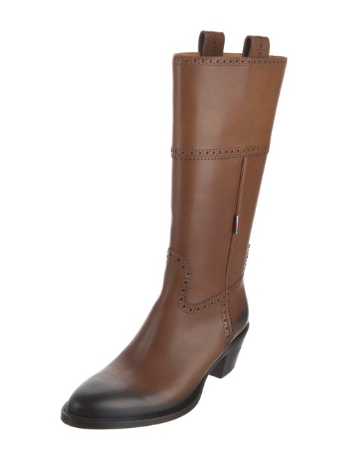 Gucci Leather Lasercut Accents Riding Boots